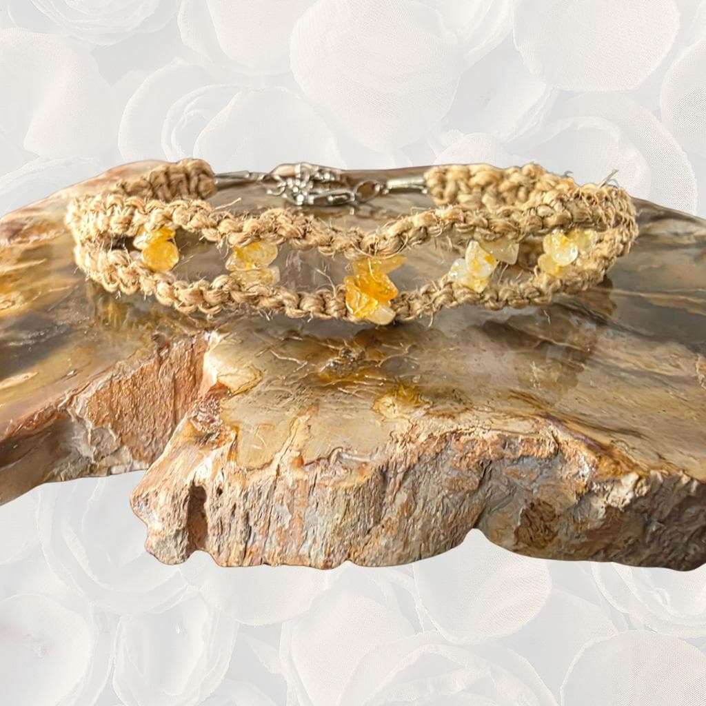 Natural Citrine Chip Anklet, Handmade Abundance Crystal Ankle Bracelet - Thumbnail 5