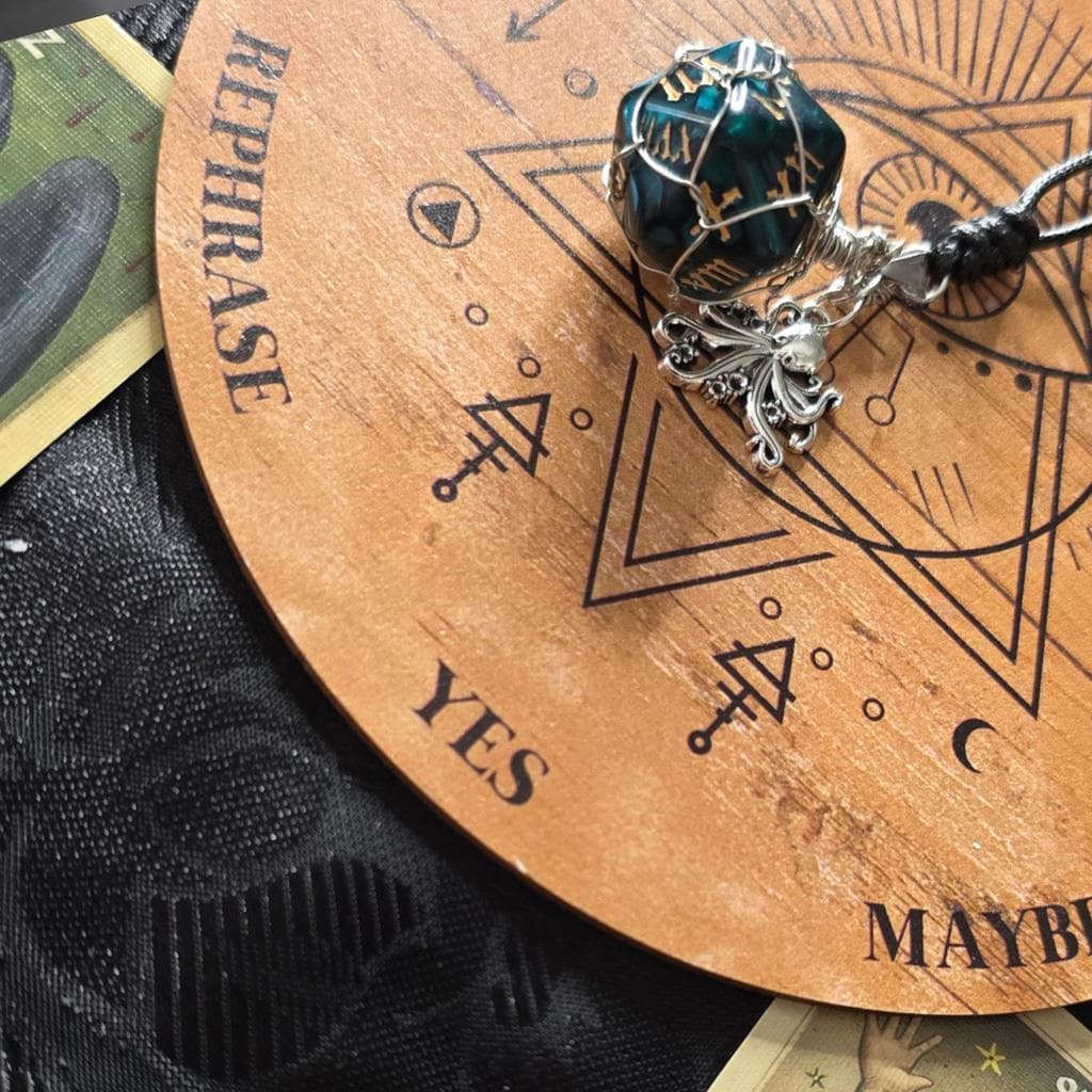 Kraken’s Grasp d12 Necklace – Custom Wire Wrapped Teal 12-Sided Die Pendant - Thumbnail 3