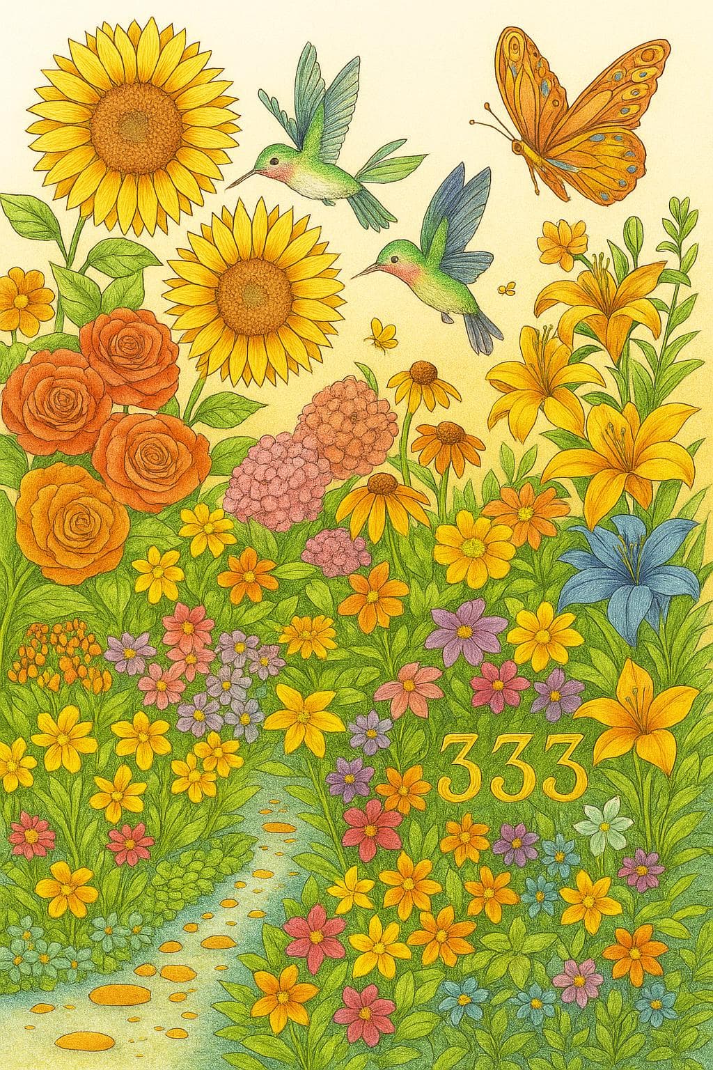Angel Numbers Coloring Book: Mystical Mandalas & Spiritual Gardens (Printable PDF Pages) - Thumbnail 5