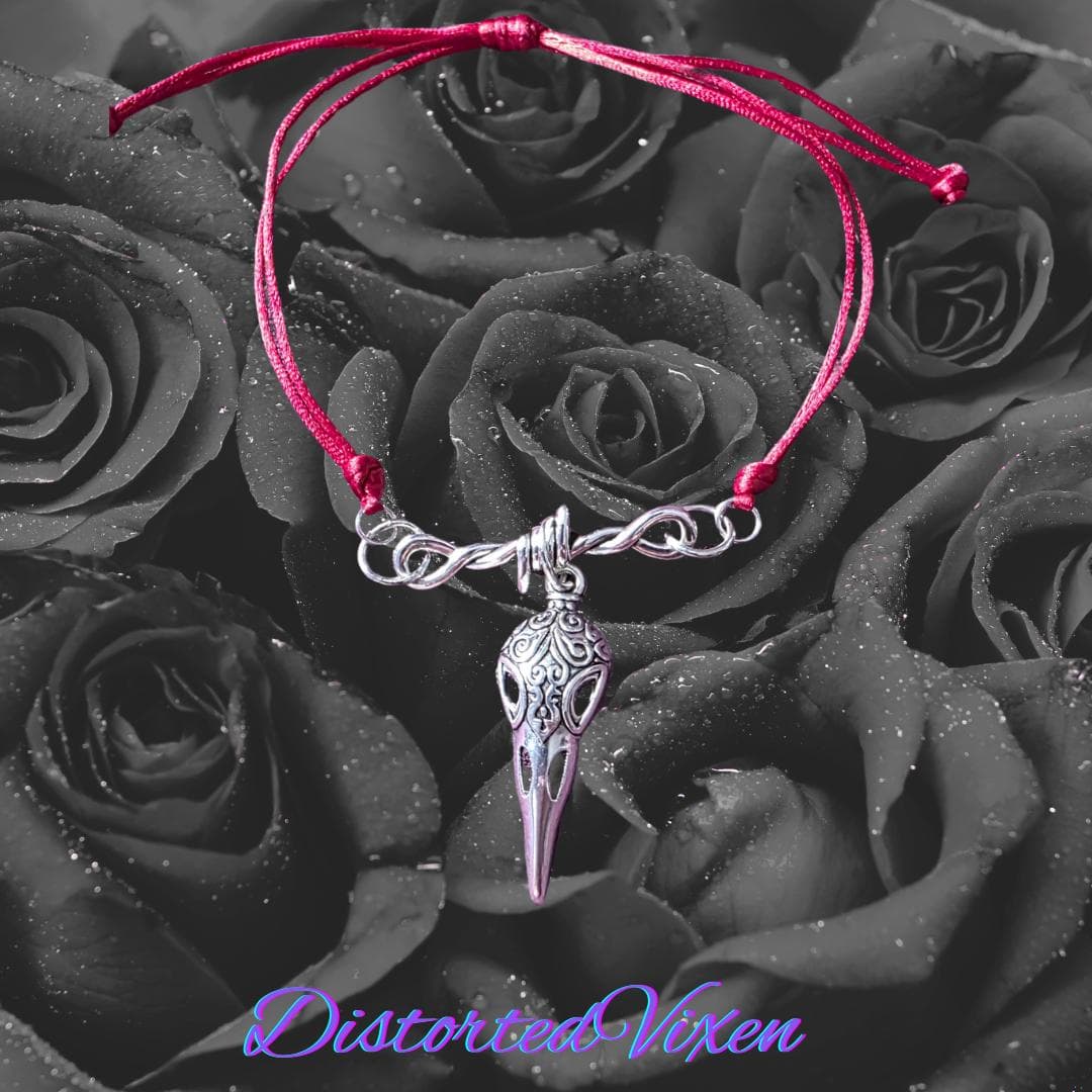 Barbed Wire Charm Bracelet, Red or Black Cord, Goth - Thumbnail 4