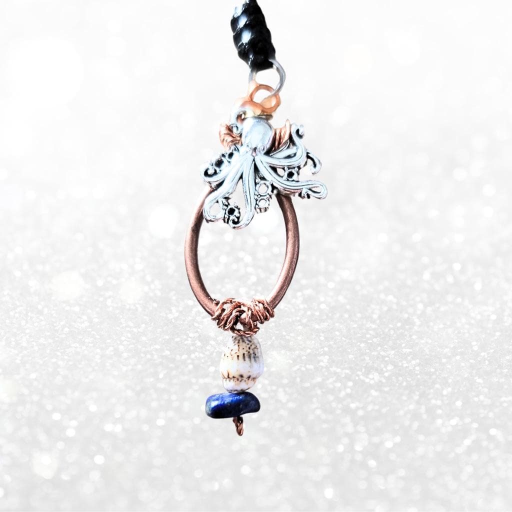 Mystic Copper-Wrapped Octopus & Lapis Lazuli Necklace