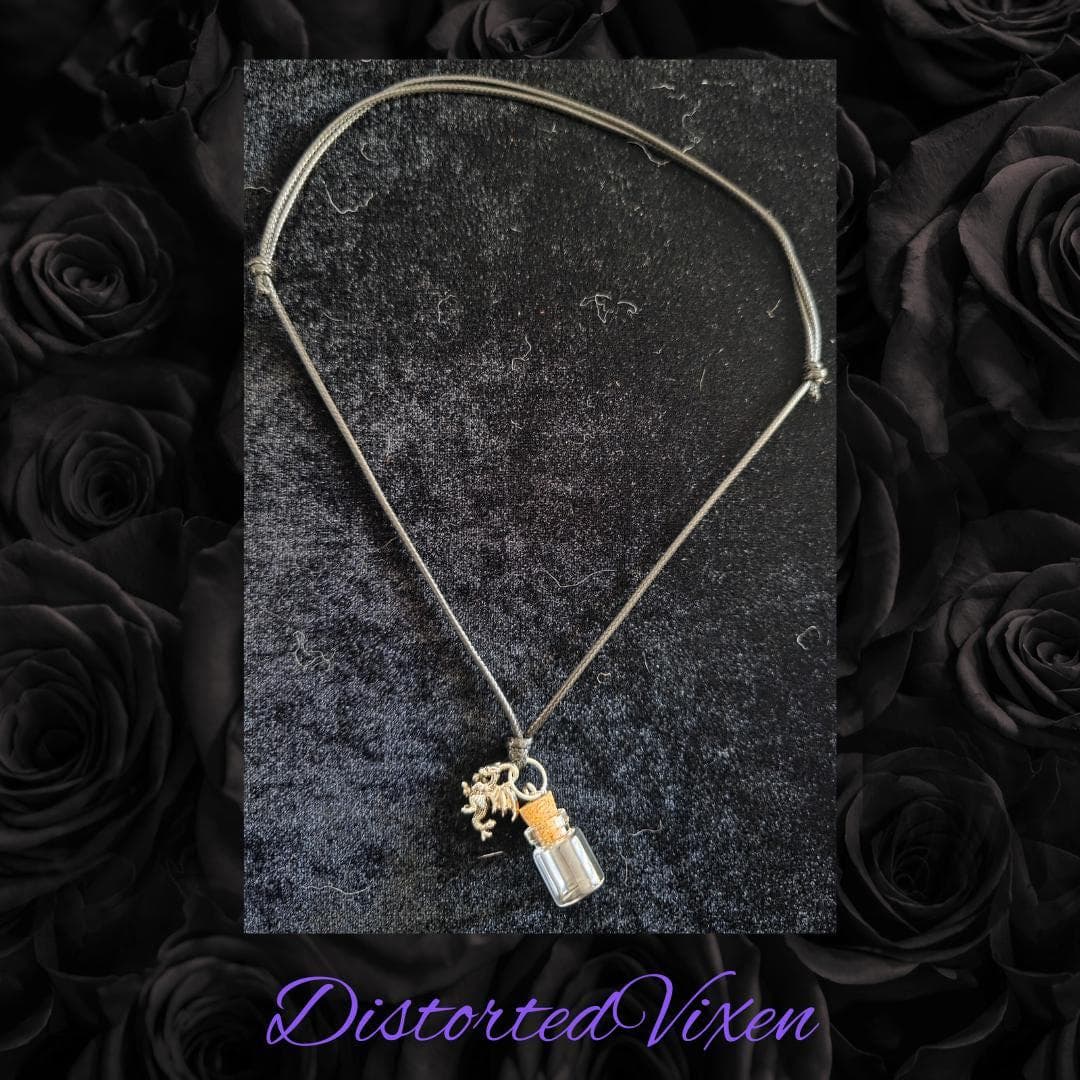 Dragon & Spell Bottle Necklace | Fill With Your Own Magic | Witchy Minimalist Jewelry | Distorted Vixen - Thumbnail 3