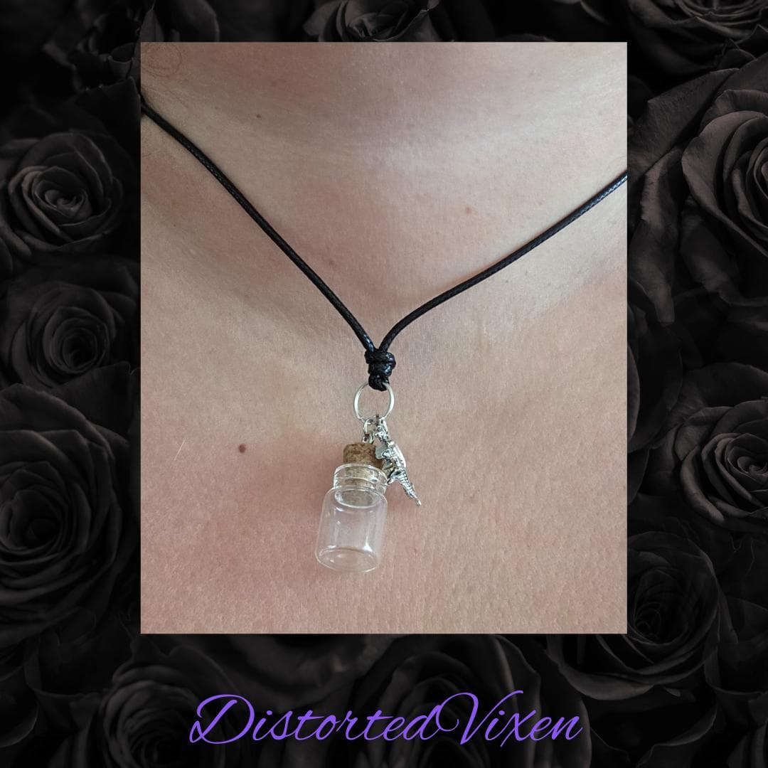 Dragon & Spell Bottle Necklace | Fill With Your Own Magic | Witchy Minimalist Jewelry | Distorted Vixen - Thumbnail 2