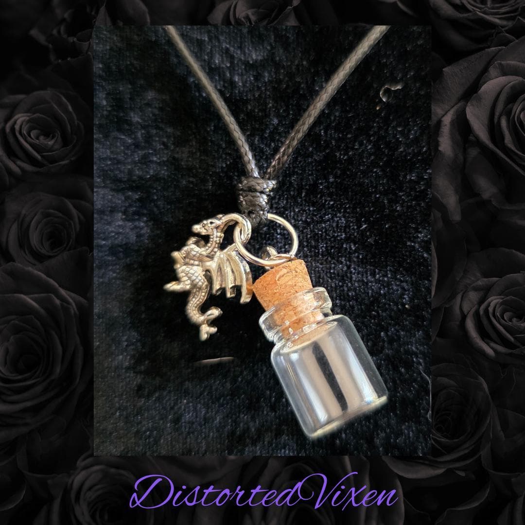 Dragon & Spell Bottle Necklace | Fill With Your Own Magic | Witchy Minimalist Jewelry | Distorted Vixen - Thumbnail 4