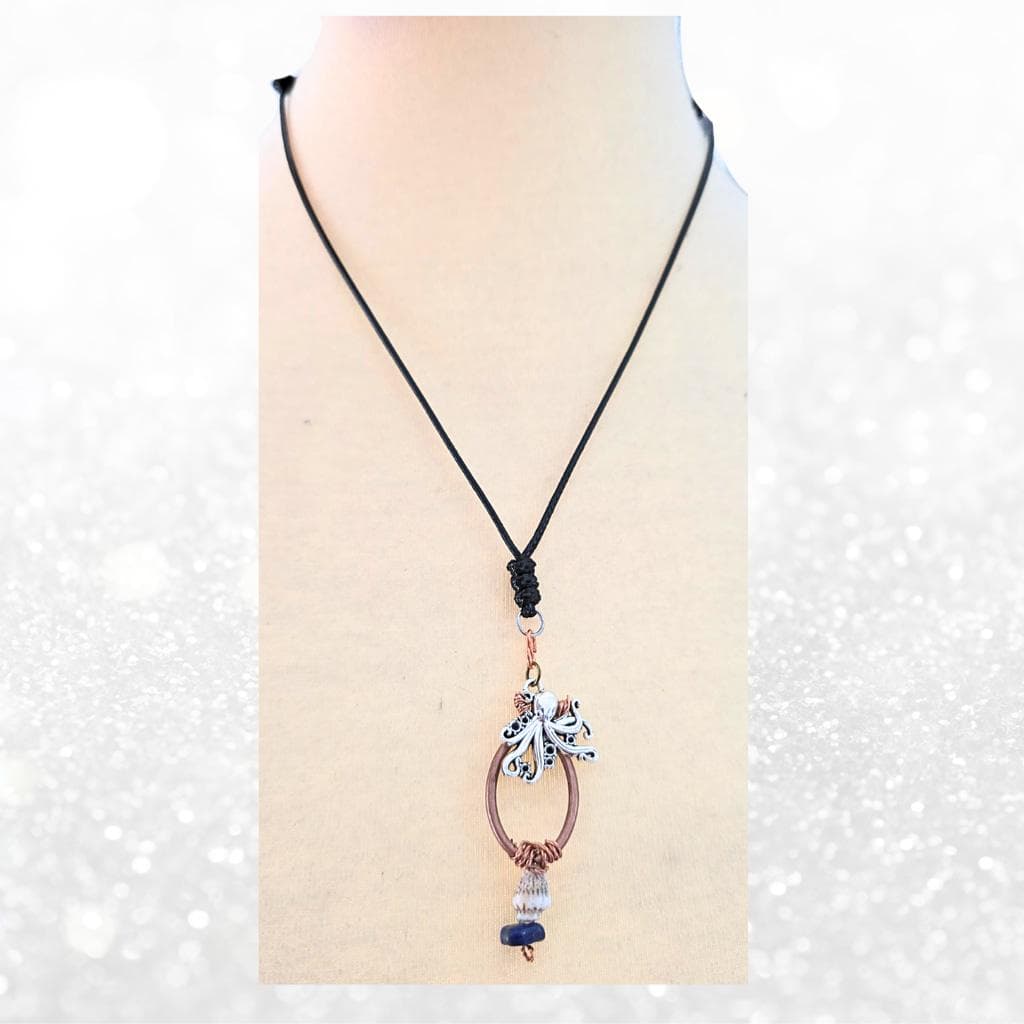 Mystic Copper-Wrapped Octopus & Lapis Lazuli Necklace - Thumbnail 6