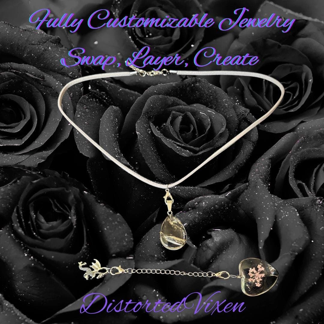 Fully Customizable Charm Necklace, Interchangeable Jewelry, Swap Layer Create Necklace, Gothic Valentine Gift - Thumbnail 4