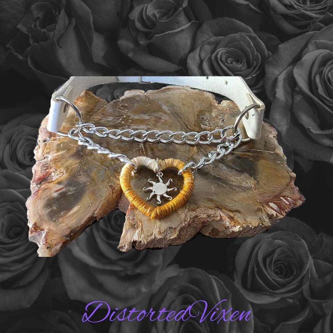 Handmade Ombre Heart Choker – Faux Leather & Sun Charm Necklace - Thumbnail 9