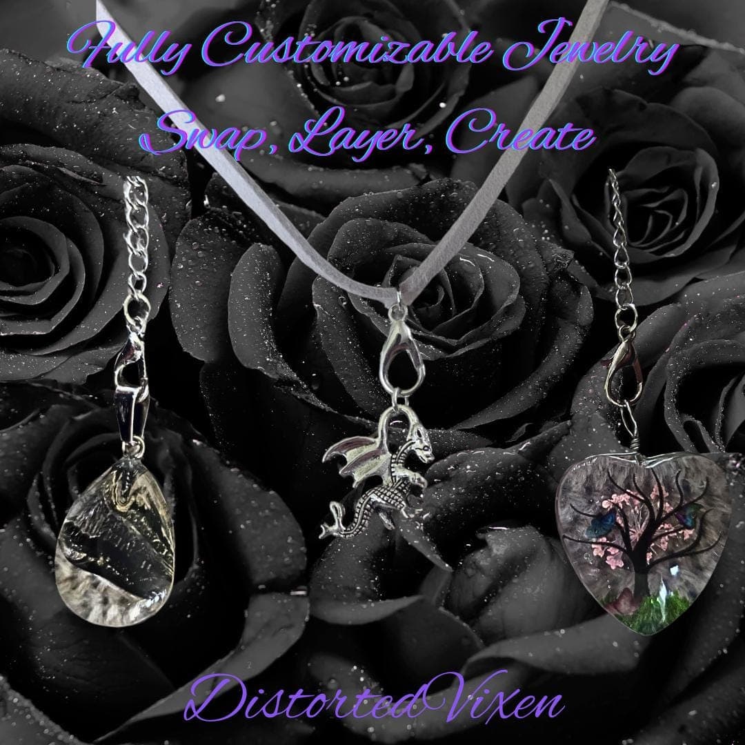 Fully Customizable Charm Necklace, Interchangeable Jewelry, Swap Layer Create Necklace, Gothic Valentine Gift - Thumbnail 3