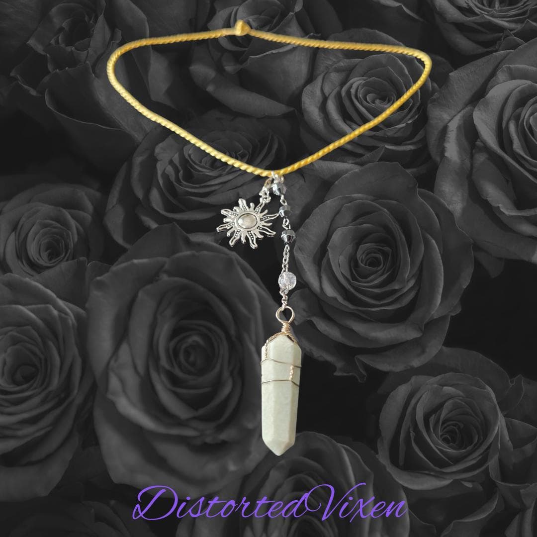 Amazonite Sun Necklace, Courage Stone Pendant, Celestial Gold Cord Choker, Truth & Harmony Crystal, Boho Sun Jewelry, Spiritual Empowerment - Thumbnail 4