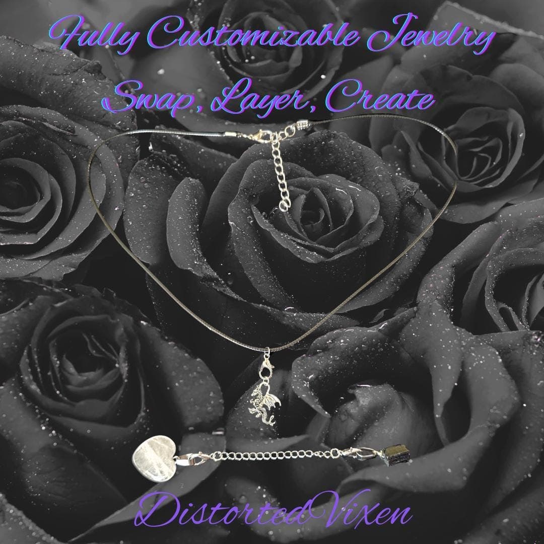 Clear Quartz and Black Tourmaline Interchangeable Necklace | Dragon Charm | Protection and Energy Amplification Jewelry - Thumbnail 2