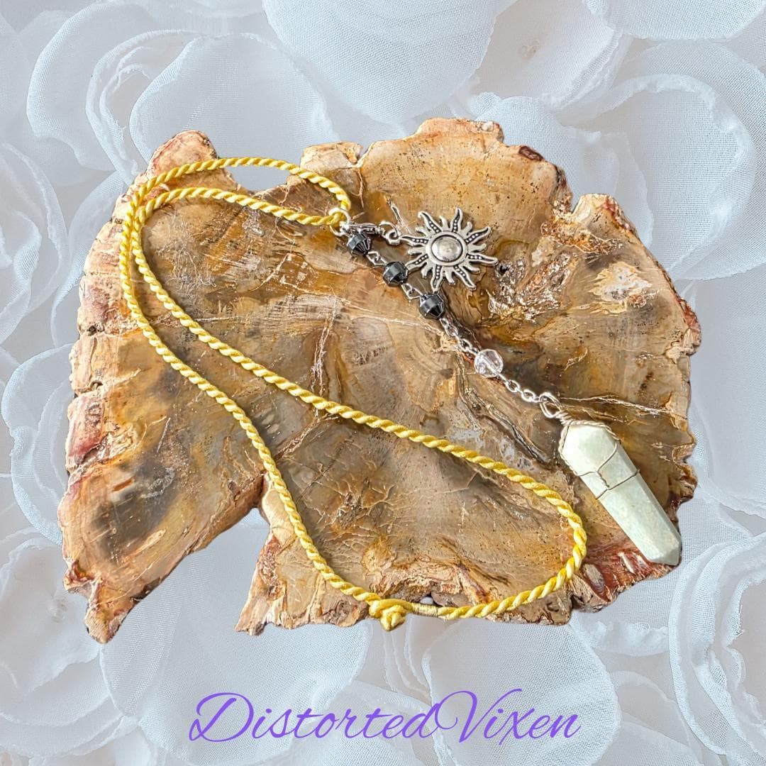 Amazonite Sun Necklace, Courage Stone Pendant, Celestial Gold Cord Choker, Truth & Harmony Crystal, Boho Sun Jewelry, Spiritual Empowerment - Thumbnail 7