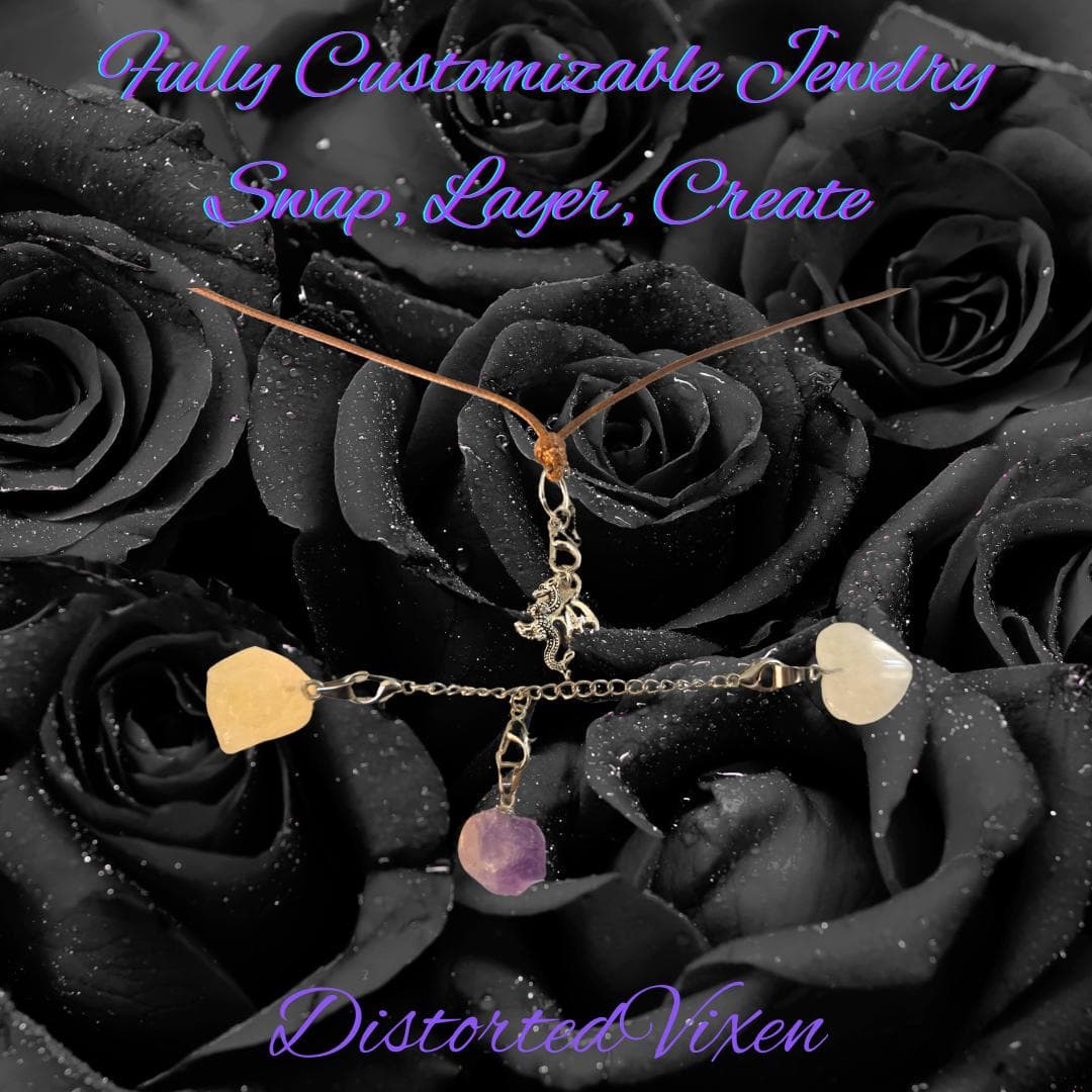 Amethyst, Citrine & Quartz Dragon Necklace – Fully Customizable Crystal Jewelry - Thumbnail 2
