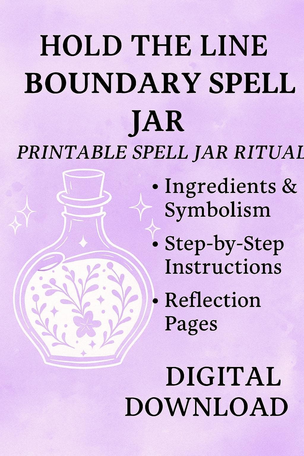 Hold the Line Boundary Spell Jar Printable – Protection & Clarity Ritual Kit – Digital Download Witchcraft PDF