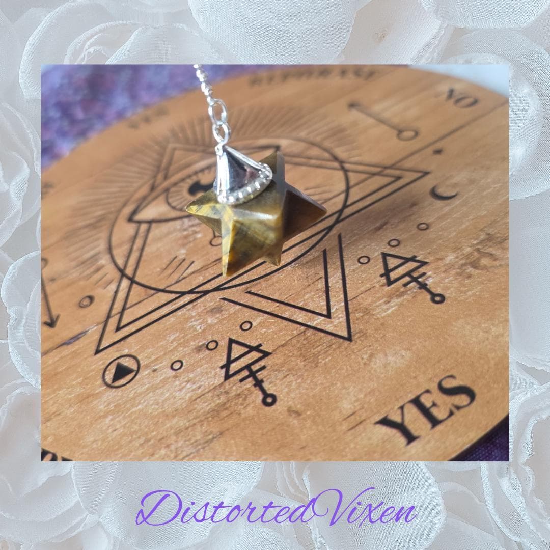 Tiger’s Eye Merkaba Pendulum • Crystal Dowsing Tool • Divination