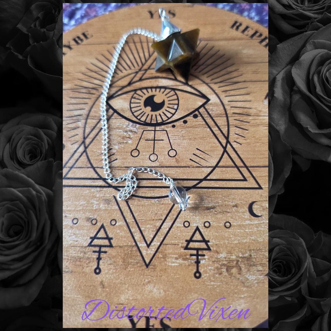 Tiger’s Eye Merkaba Pendulum • Crystal Dowsing Tool • Divination - Thumbnail 6
