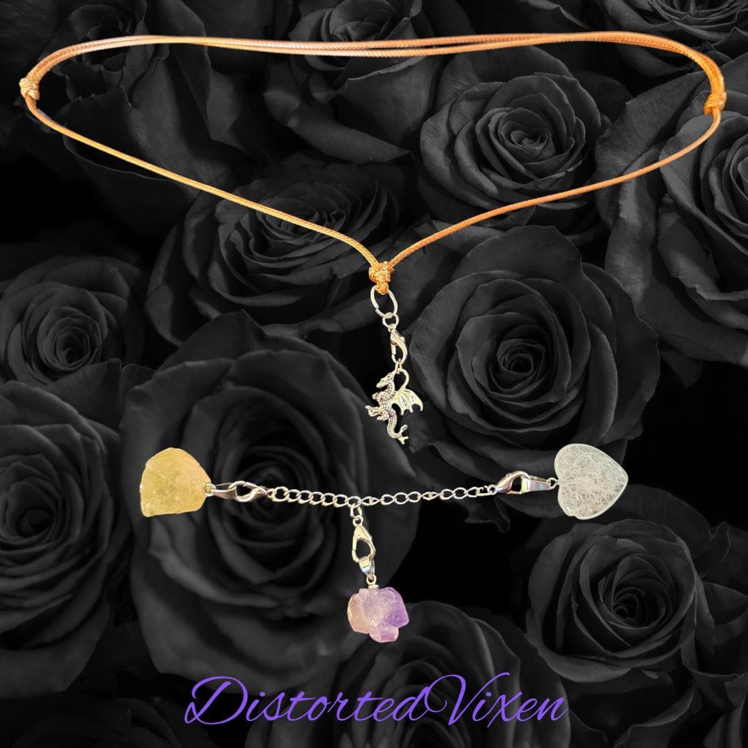 Amethyst, Citrine & Quartz Dragon Necklace – Fully Customizable Crystal Jewelry - Thumbnail 7