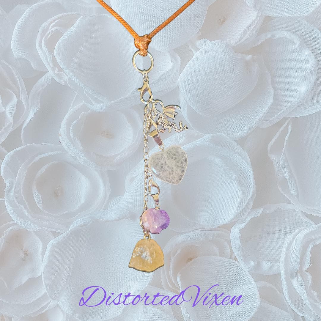 Amethyst, Citrine & Quartz Dragon Necklace – Fully Customizable Crystal Jewelry - Thumbnail 4