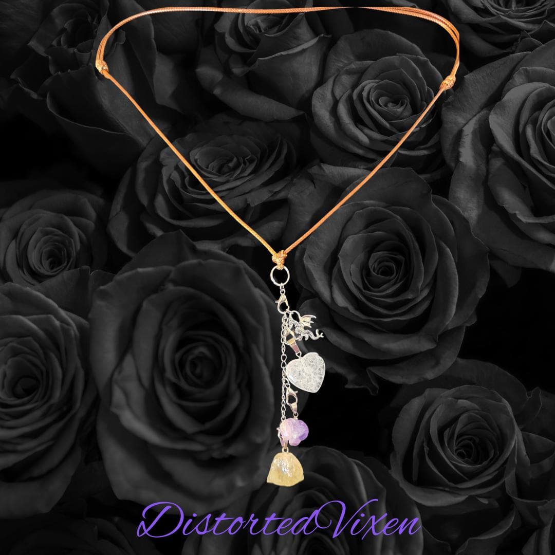Amethyst, Citrine & Quartz Dragon Necklace – Fully Customizable Crystal Jewelry - Thumbnail 6