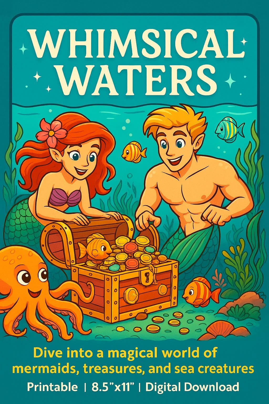 Mystical Ocean Coloring Book: Whimsical Underwater Illustrations (PDF Download
