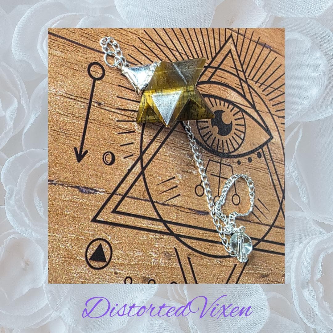 Tiger’s Eye Merkaba Pendulum • Crystal Dowsing Tool • Divination - Thumbnail 4