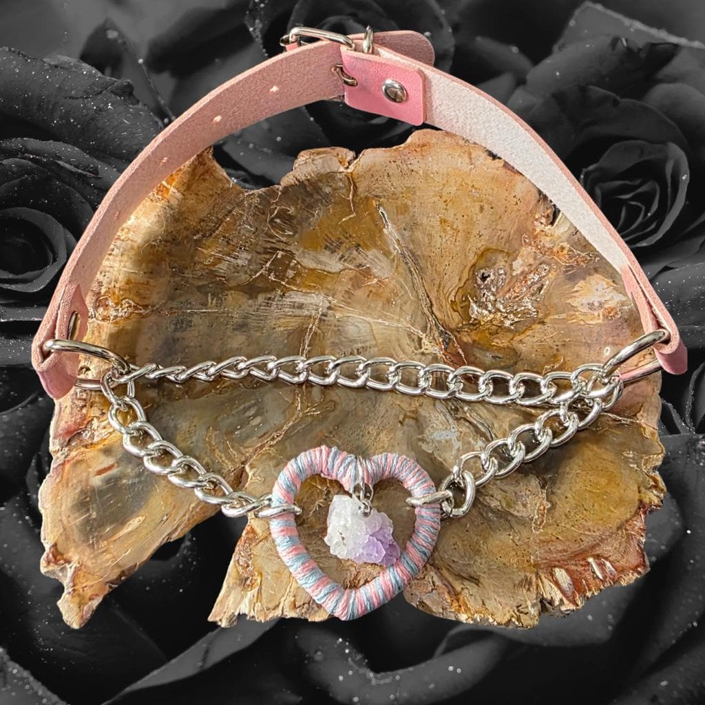 Pastel Gothic Armor Amethyst Heart Choker - Kawaii Goth Pink & Blue Ombré Fairy - Thumbnail 4
