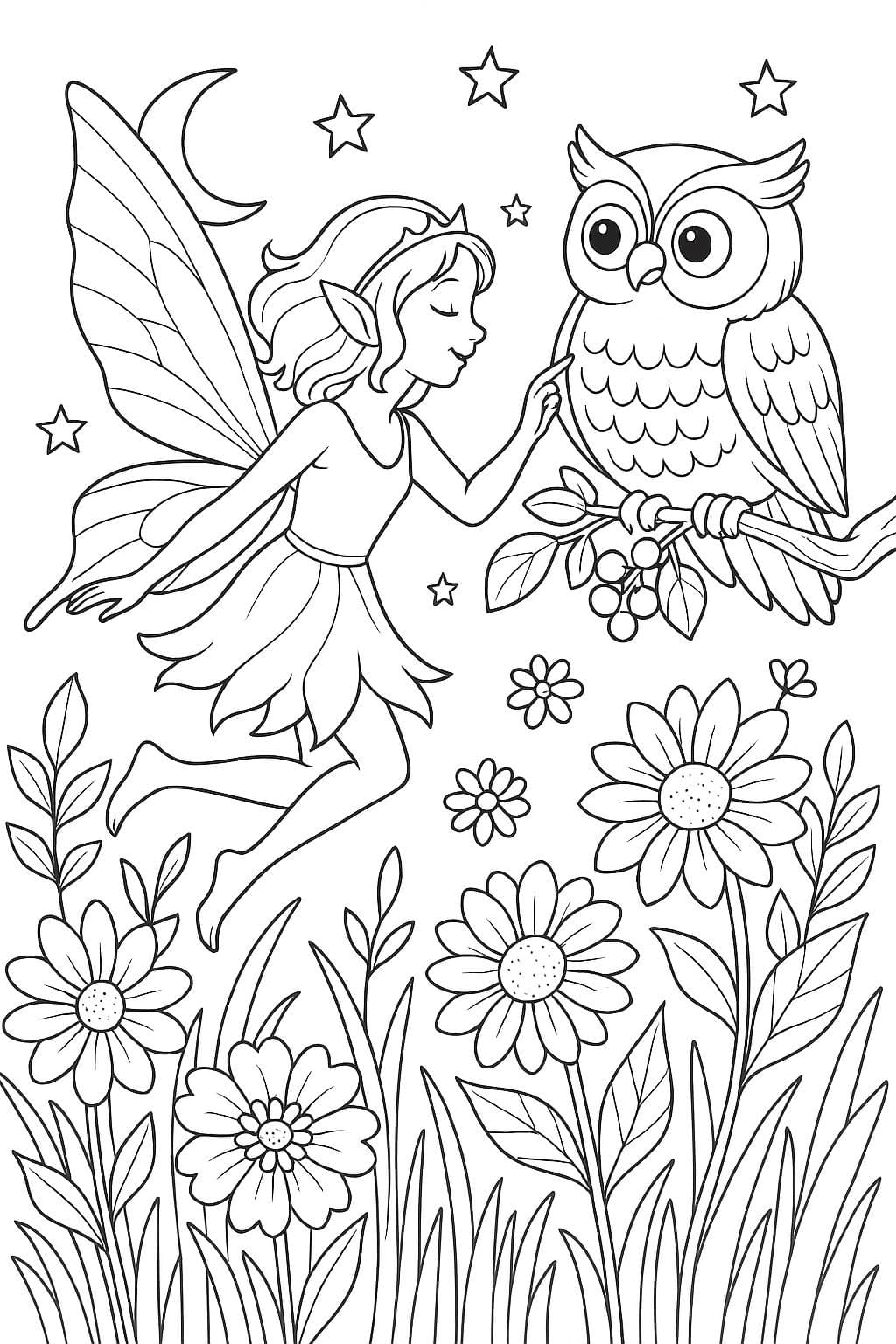 Fairy and Gnome Coloring Book for Adults: Enchanted Forest Scenes (Printable PDF) - Thumbnail 3