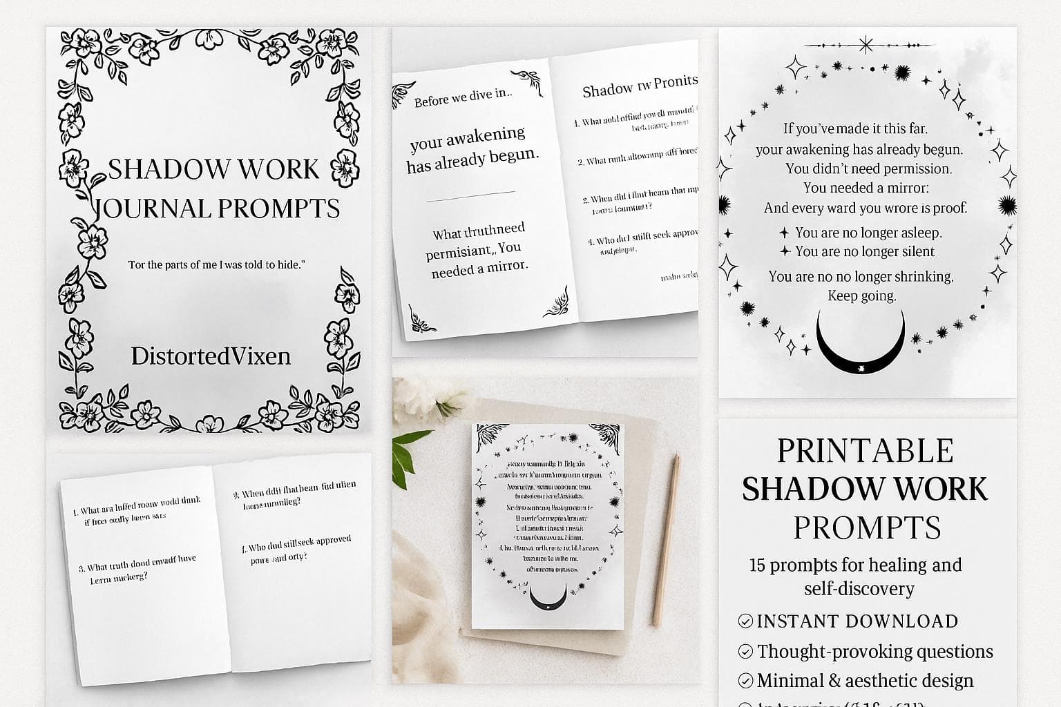 Shadow Work Journal Prompts: Self Healing Inner Child PDF (Digital Download)
