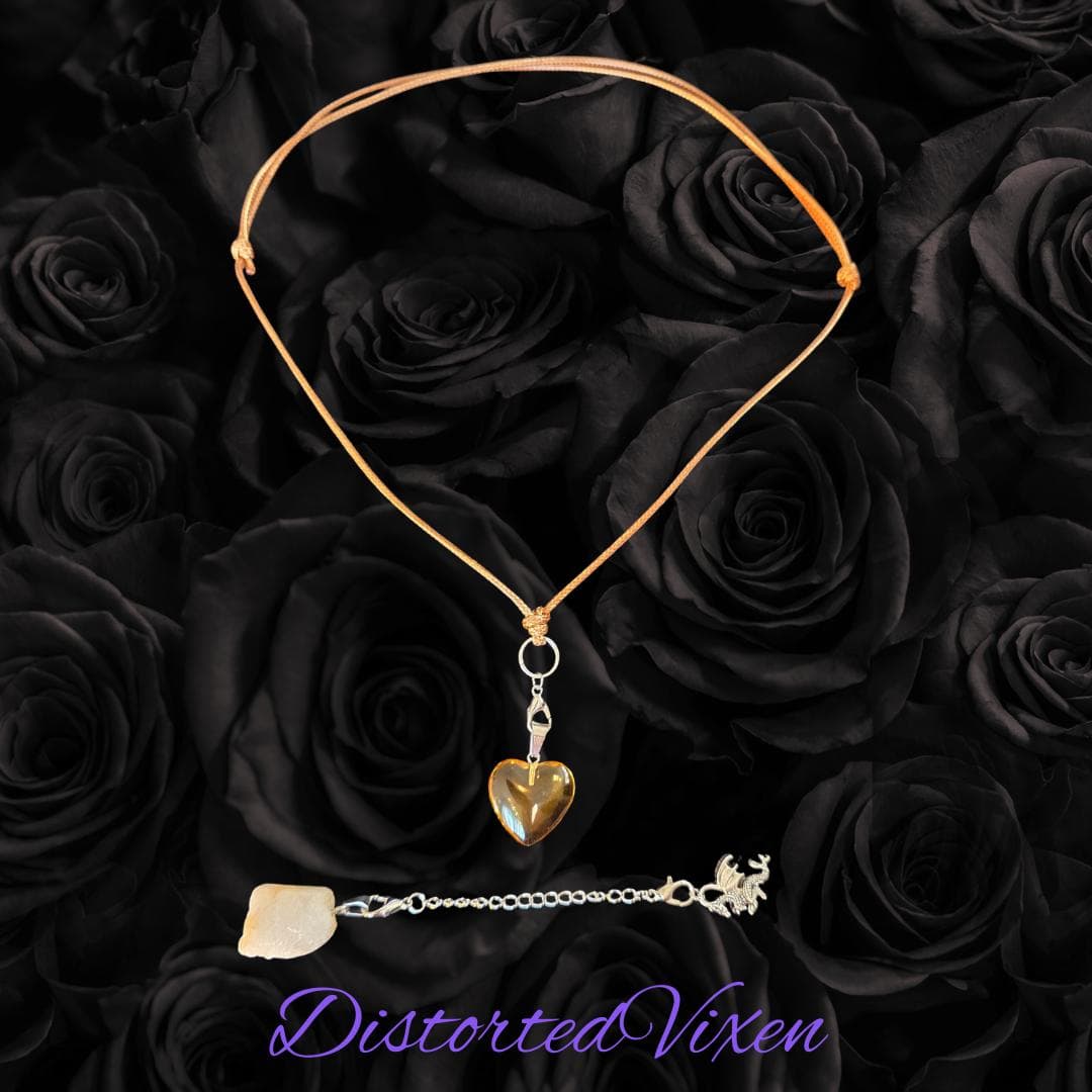 Citrine & Golden Heart Convertible Necklace | Adjustable Cord - Thumbnail 6