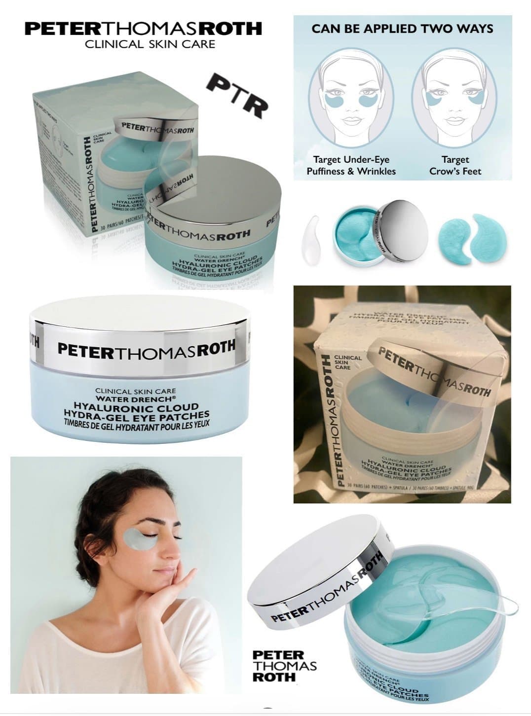 PETER THOMAS ROTH Water Drench Hyaluronic Cloud Hydra-Gel Eye Patches- BRAND NEW - Thumbnail 2