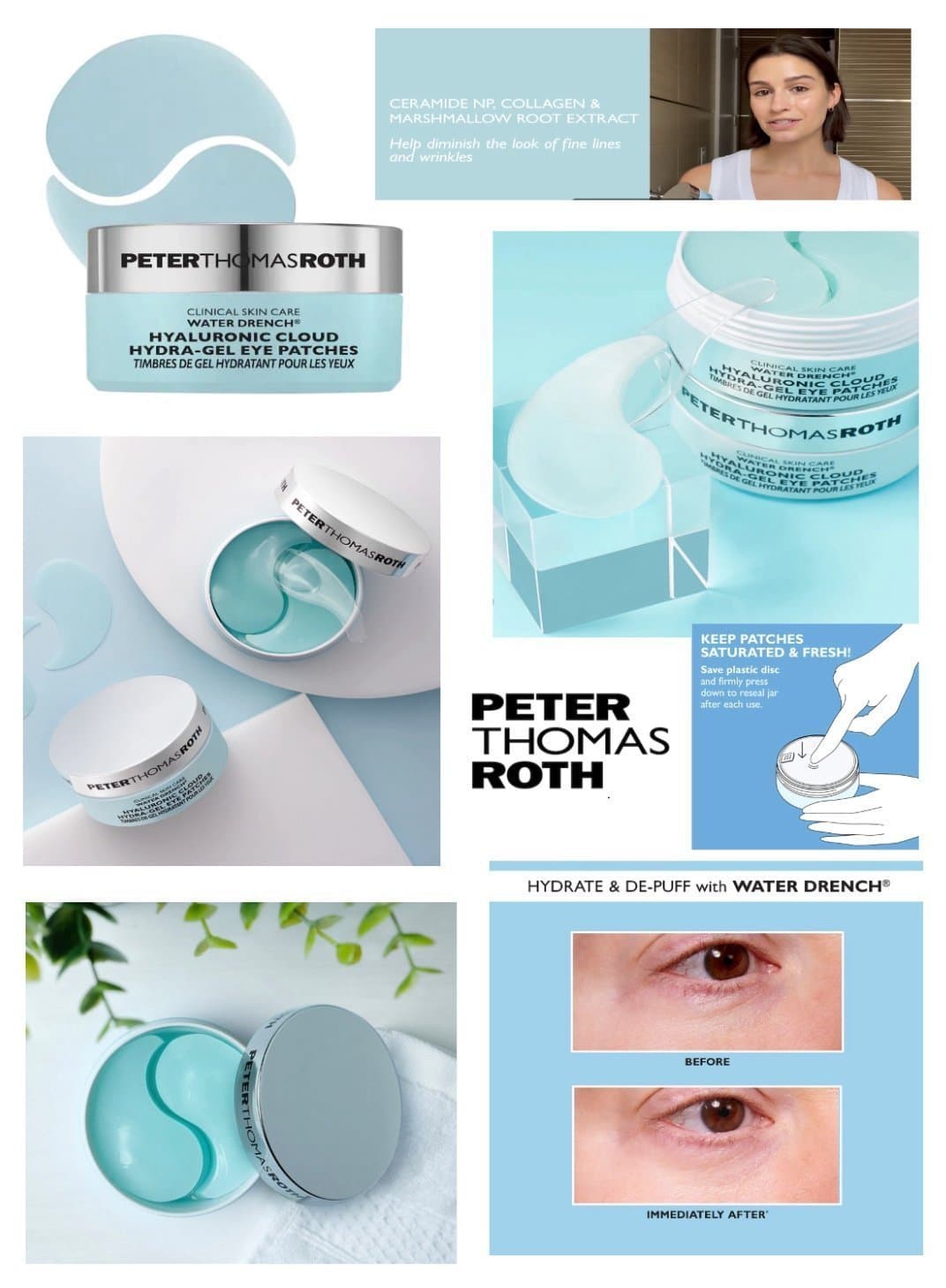 PETER THOMAS ROTH Water Drench Hyaluronic Cloud Hydra-Gel Eye Patches- BRAND NEW - Thumbnail 5