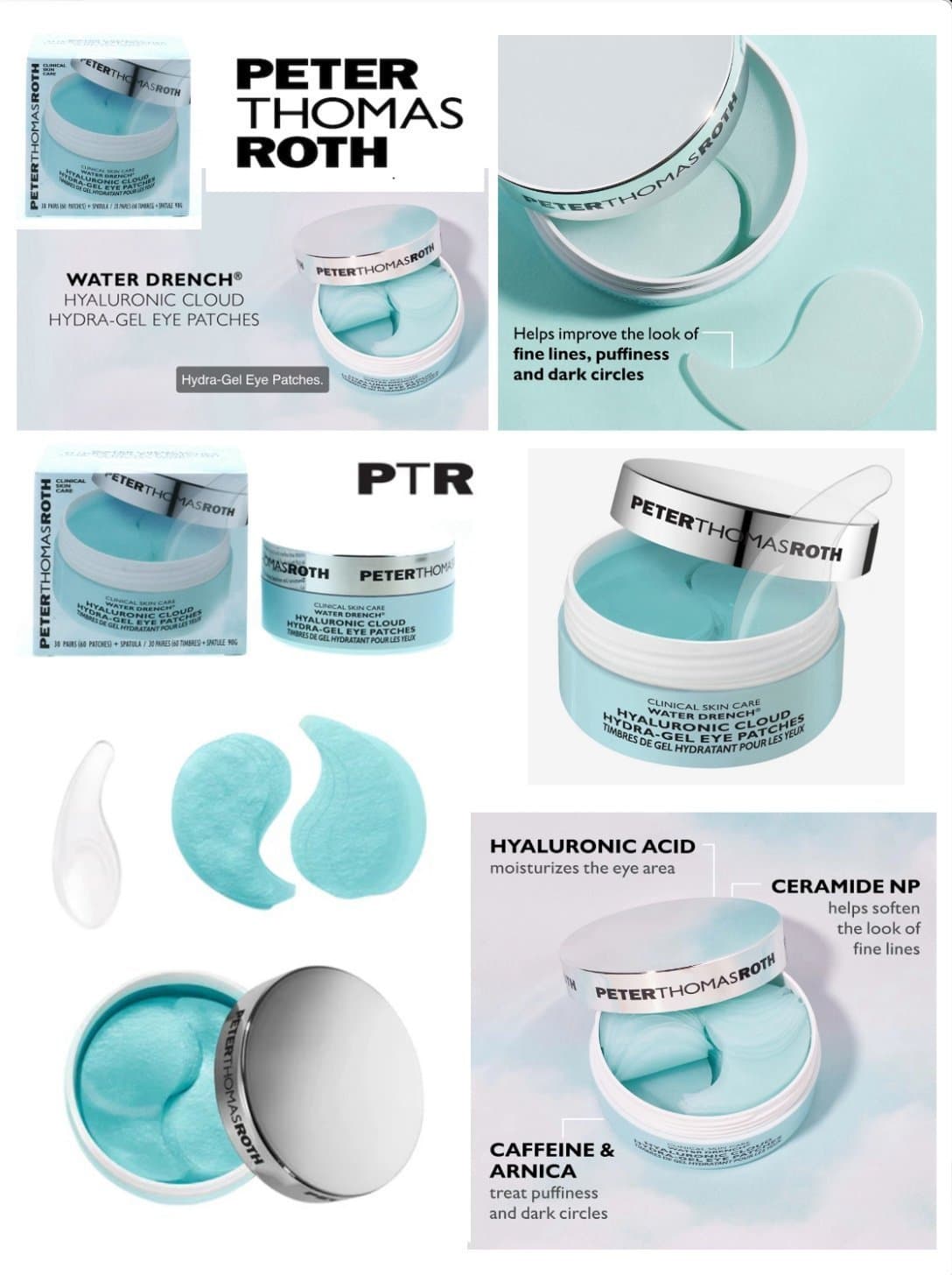PETER THOMAS ROTH Water Drench Hyaluronic Cloud Hydra-Gel Eye Patches- BRAND NEW - Thumbnail 3