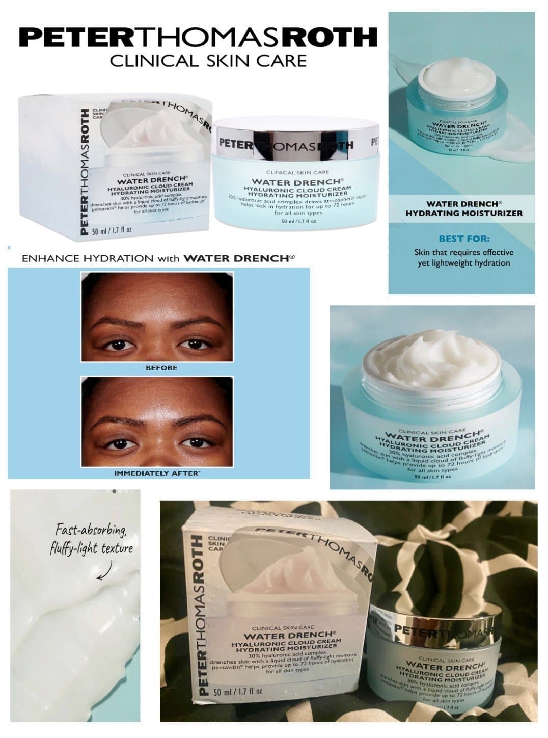 PETER THOMAS ROTH WATER DRENCH HYALURONIC CLOUD CREAM HYDRATING MOISTURIZER- NEW - Thumbnail 2