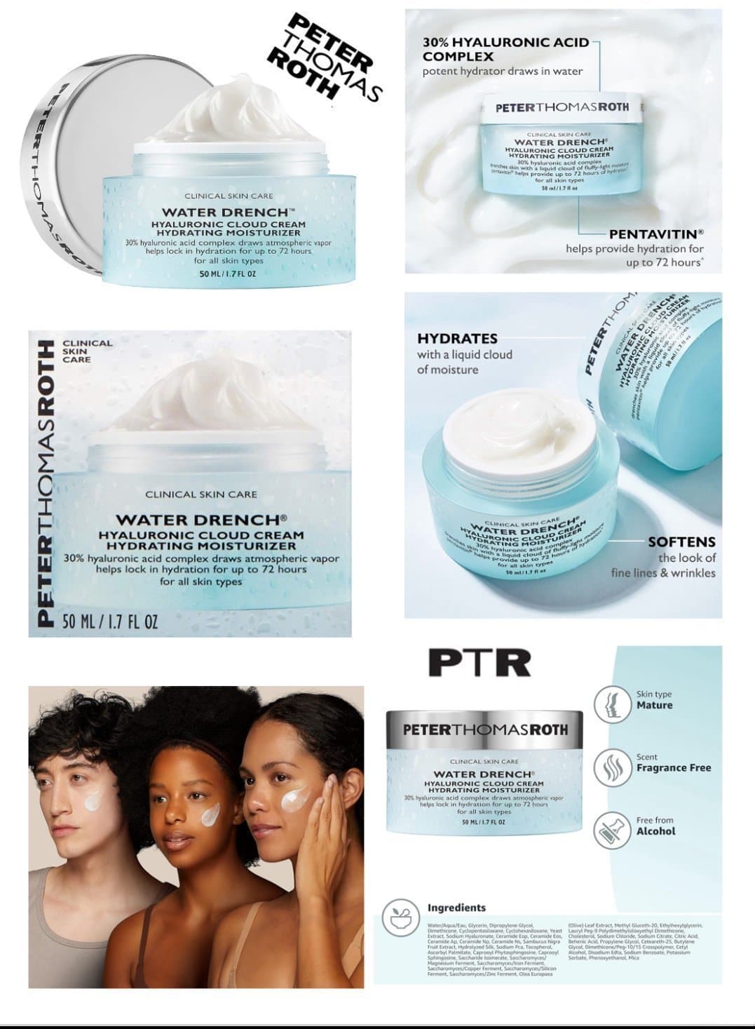 PETER THOMAS ROTH WATER DRENCH HYALURONIC CLOUD CREAM HYDRATING MOISTURIZER- NEW - Thumbnail 3