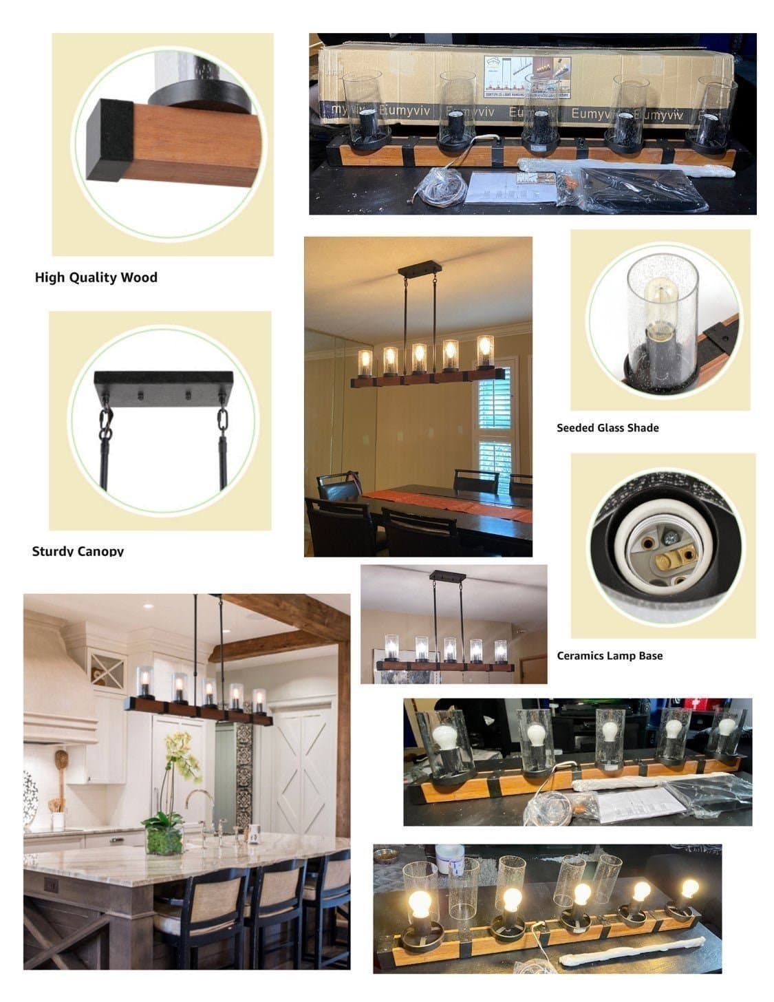 (5) LIGHT HANGING METAL CEILING LIGHTING FIXTURE from EUMYVIV -BRAND NEW - Thumbnail 5