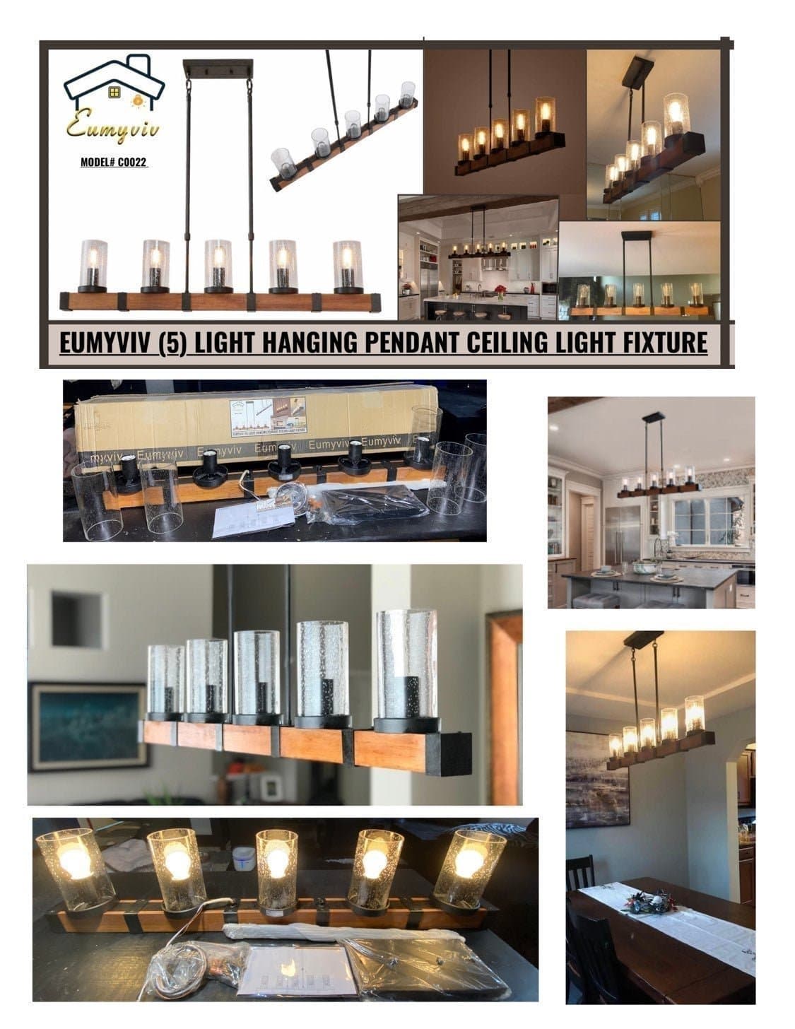 (5) LIGHT HANGING METAL CEILING LIGHTING FIXTURE from EUMYVIV -BRAND NEW - Thumbnail 3