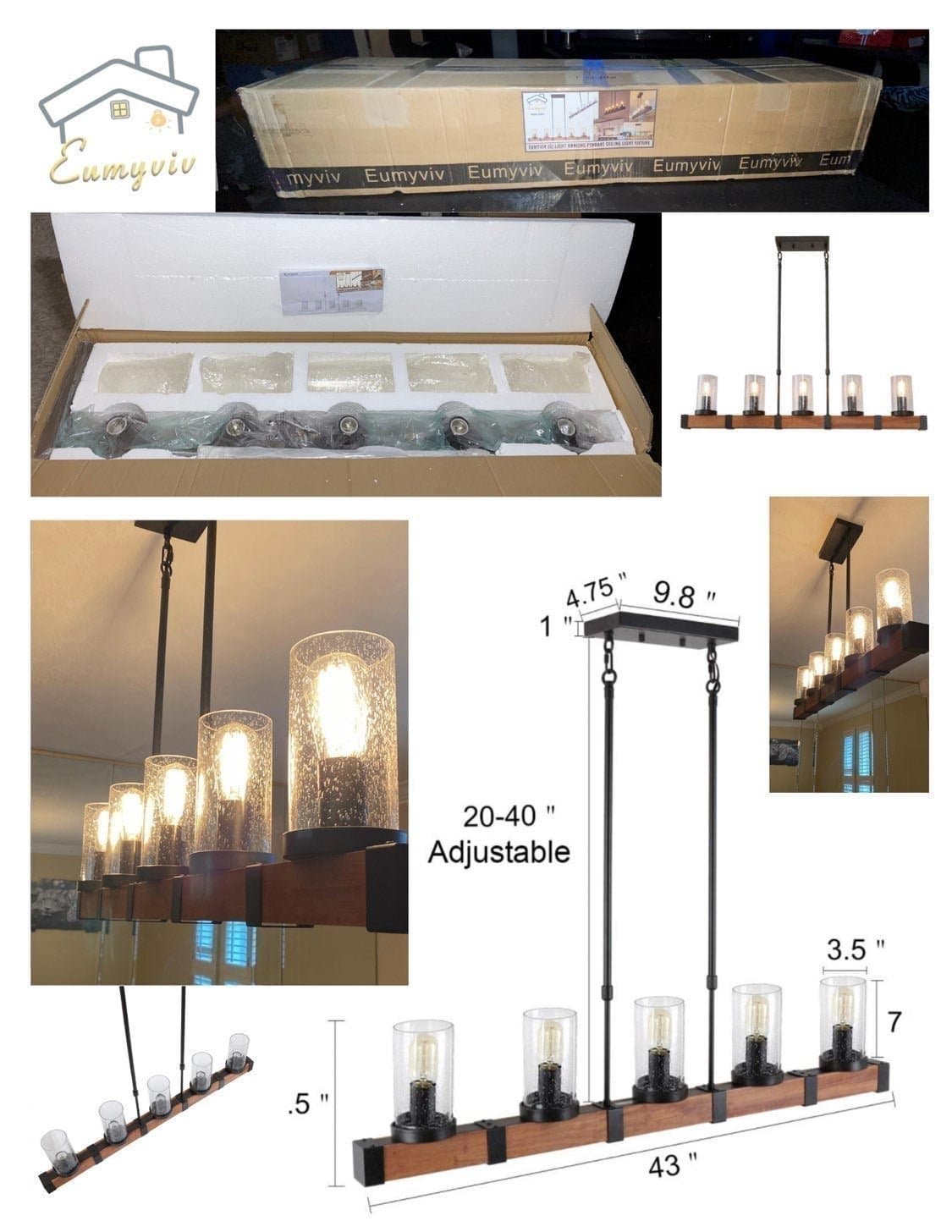 (5) LIGHT HANGING METAL CEILING LIGHTING FIXTURE from EUMYVIV -BRAND NEW - Thumbnail 2
