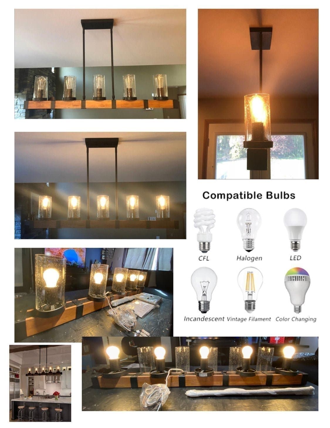 (5) LIGHT HANGING METAL CEILING LIGHTING FIXTURE from EUMYVIV -BRAND NEW - Thumbnail 4