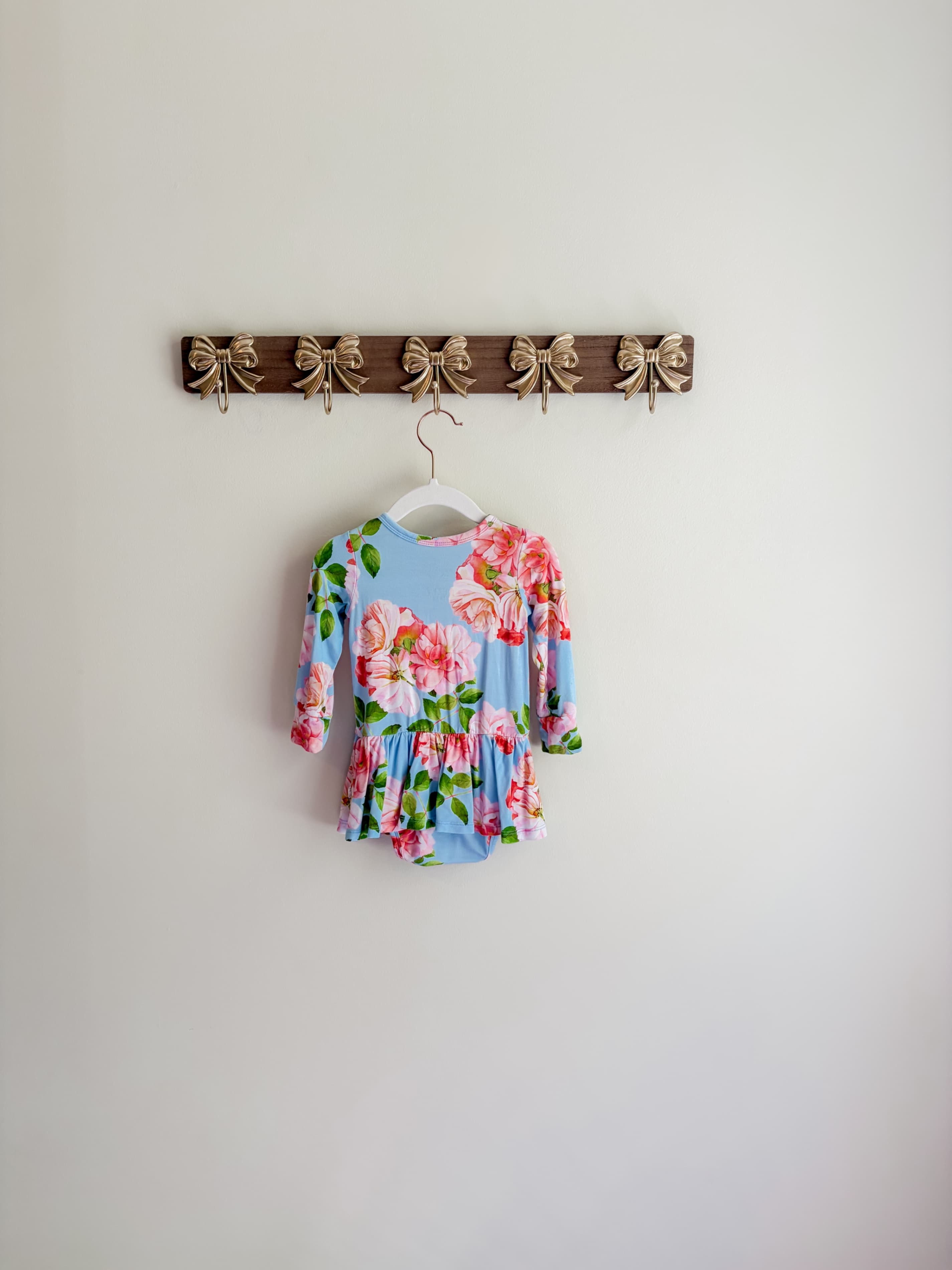 Gigi and Max size 18m Floral Long Sleeve One piece with a skirt small stain pictured - Thumbnail 2