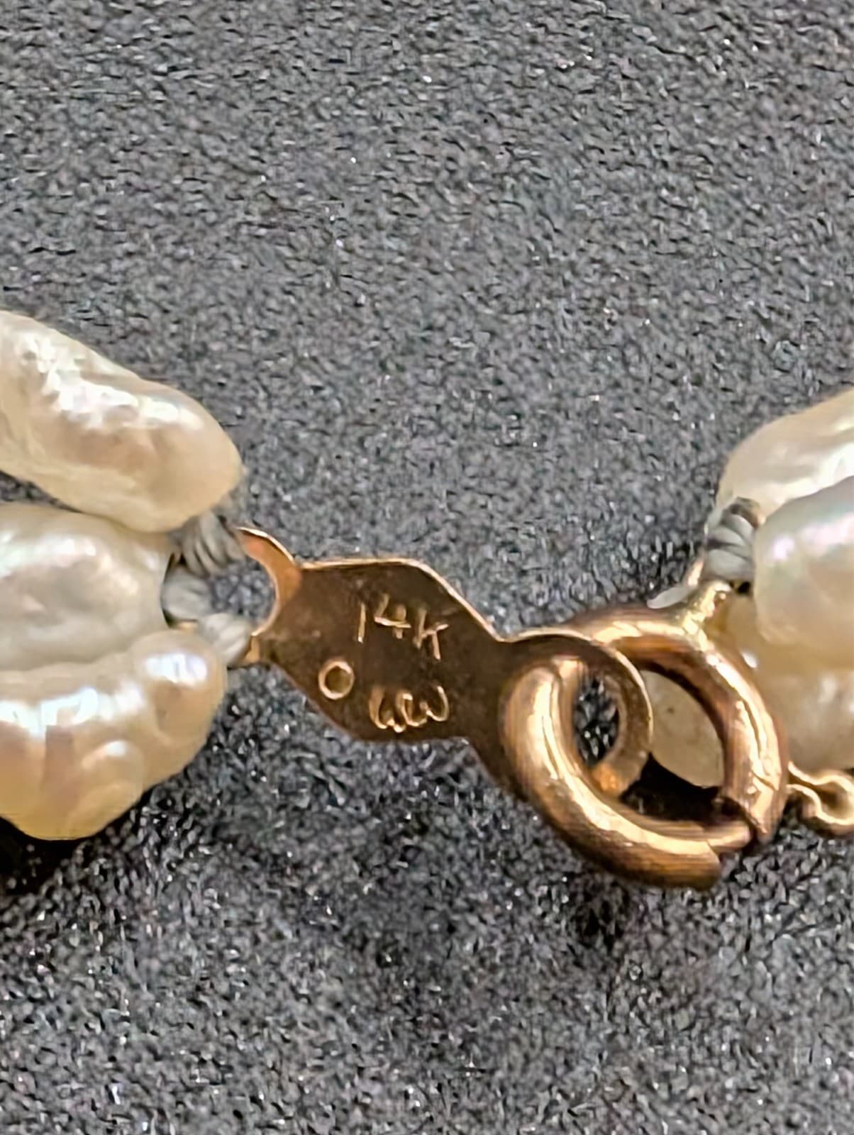 Vintage 14K Gold Multi-Strand Freshwater Rice Pearl Necklace Signed - Thumbnail 3