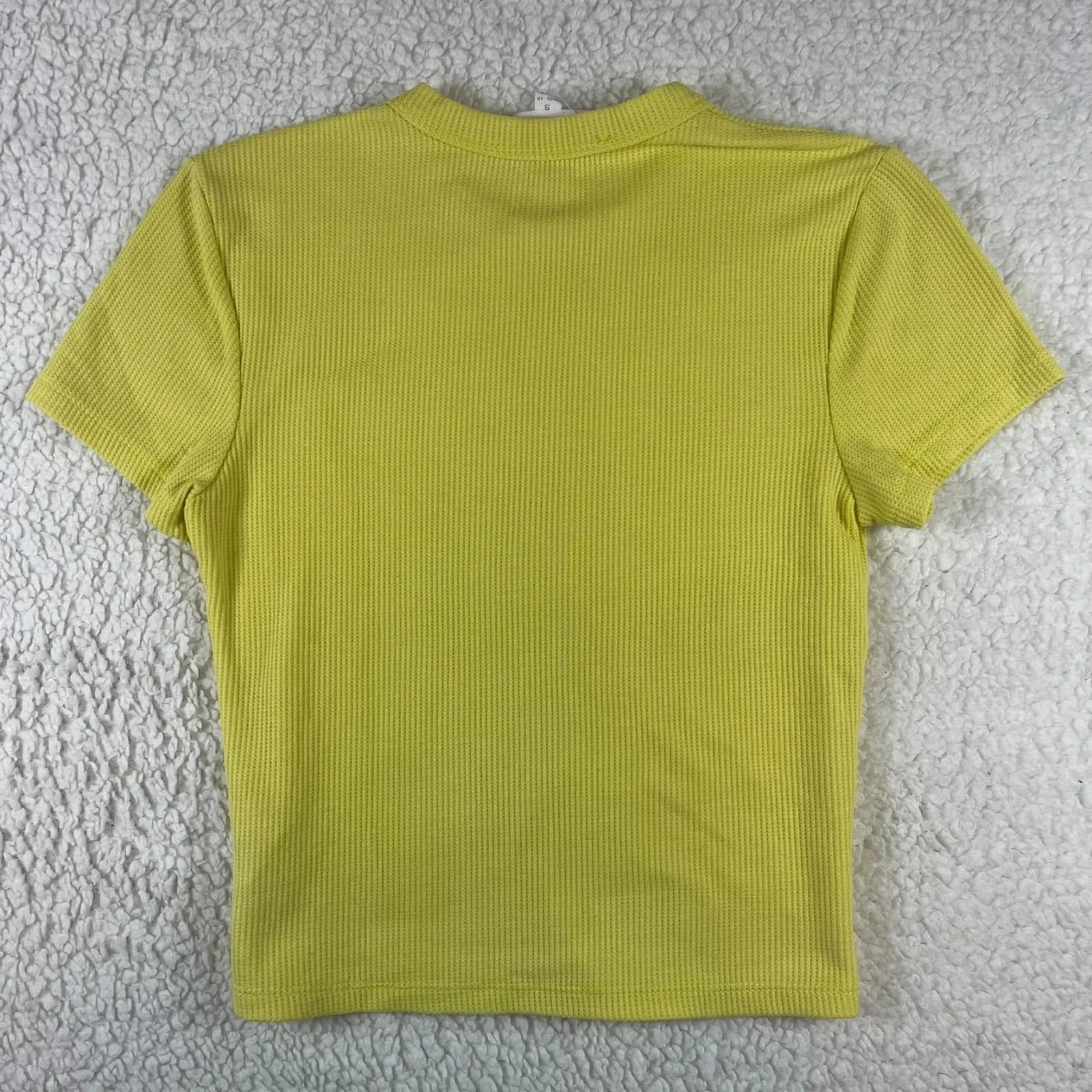 Wild Skye Lime Green Waffle Knit Short Sleeve Top Size Small - Thumbnail 2