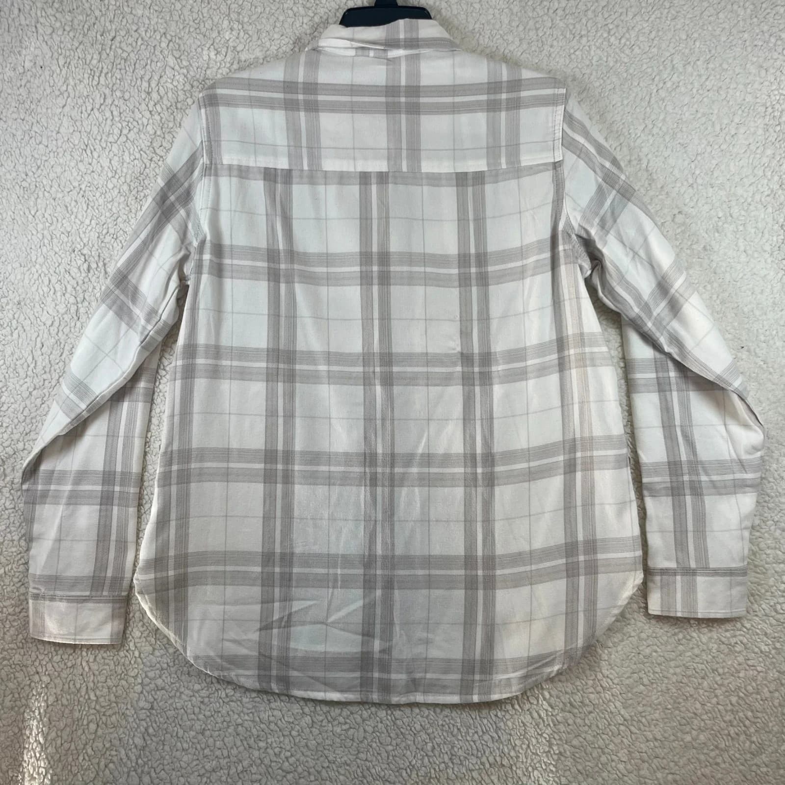 Jachs Girlfriend Plaid Button Front Shirt Women's Small Gray White - Thumbnail 2