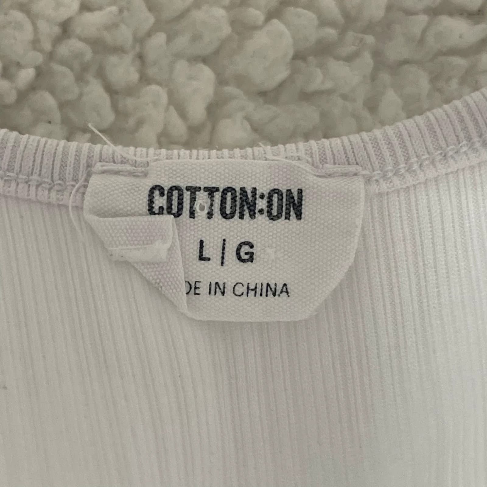 Cotton:On White Ribbed Scoop Neck Long Sleeve Top Large - Thumbnail 3