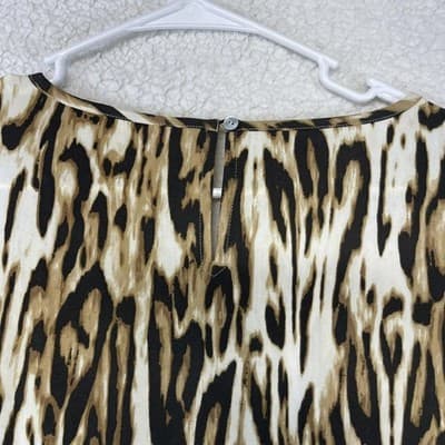 Chico's Top Womens 3 Brown Animal Print Dolman Sleeve Stretch Blouse Summer - Thumbnail 4
