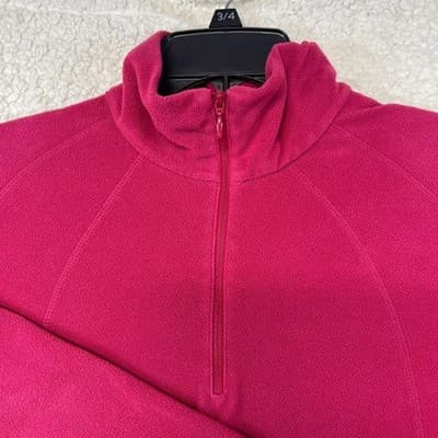 Columbia Pullover Womens Large Pink Fleece 1/4 Zip Mock Neck Hiking Layer - Thumbnail 2