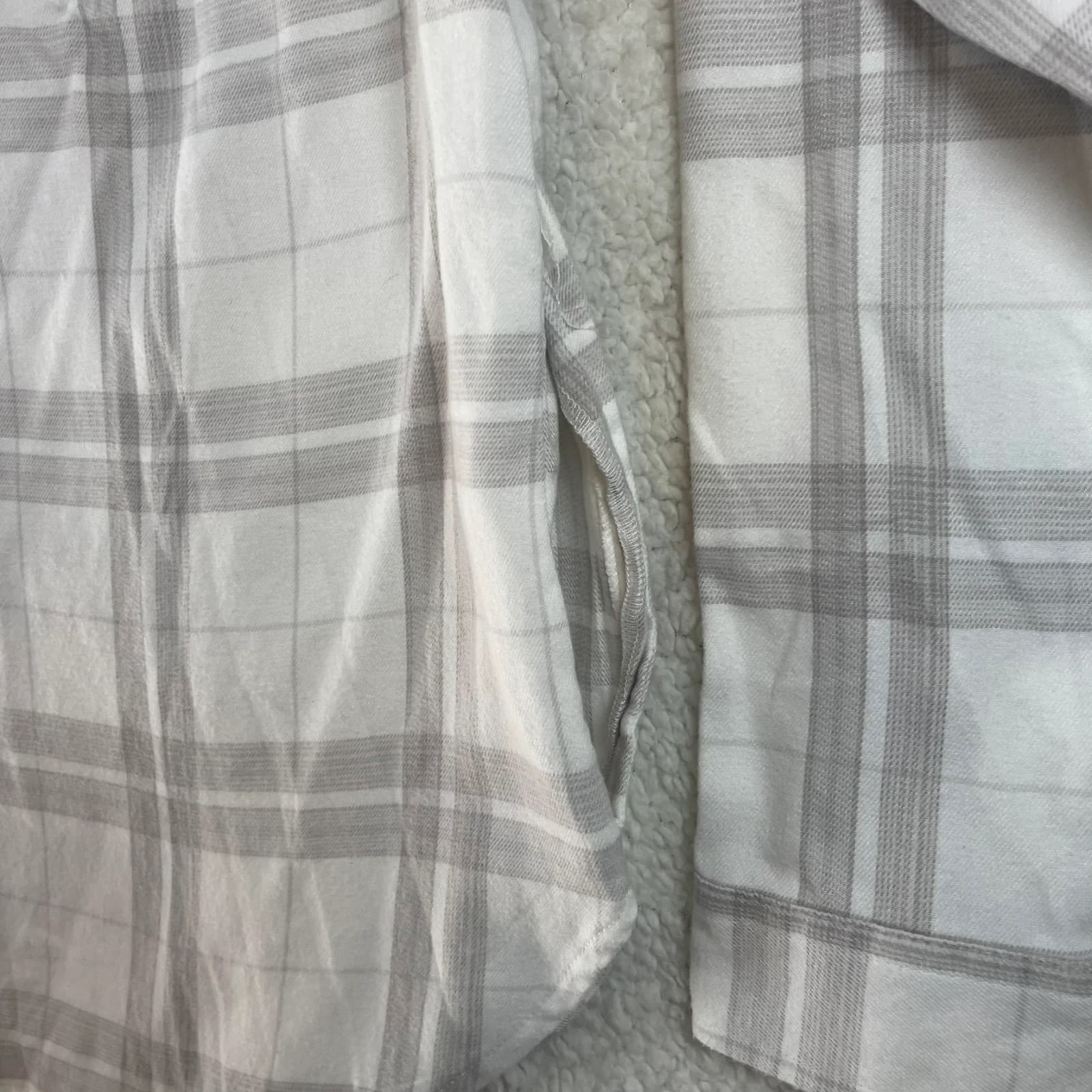Jachs Girlfriend Plaid Button Front Shirt Women's Small Gray White - Thumbnail 3
