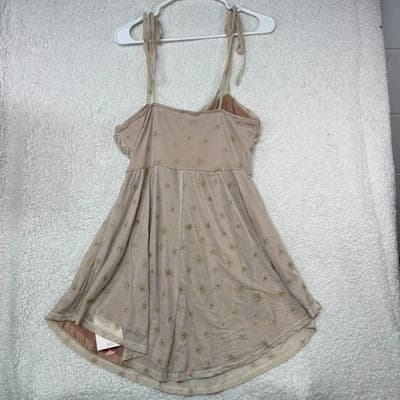 Cider Dress Womens M Beige Fit & Flare Sundress Cowl Neck Celestial Tulle Stars - Thumbnail 3
