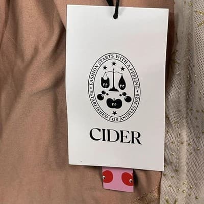 Cider Dress Womens M Beige Fit & Flare Sundress Cowl Neck Celestial Tulle Stars - Thumbnail 5