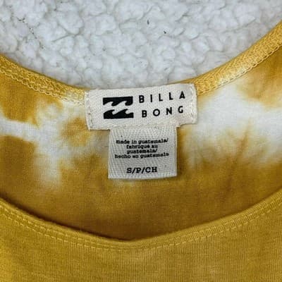 Billabong Dress Womens S Yellow Maxi T-Shirt Scoop Neck Tie Dye Stretch Jersey - Thumbnail 5