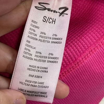 Seven7 T-Shirt Womens S Hot Pink Waffle Crew Neck Long Sleeve Relaxed Top - Thumbnail 5