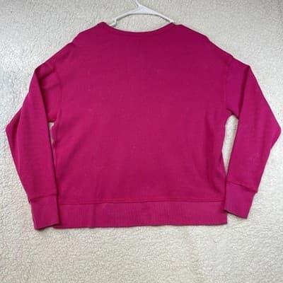 Seven7 T-Shirt Womens S Hot Pink Waffle Crew Neck Long Sleeve Relaxed Top - Thumbnail 4